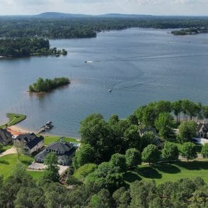Aerial view of Lake Norman, NC in springtime